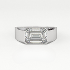 Aarinya Bezel Lab-Grown Diamond Solitaire Ring, The Vanguard Men's Emerald-Cut Signet