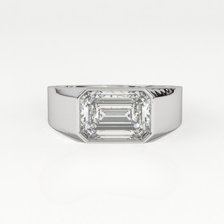 Aarinya Bezel Lab-Grown Diamond Solitaire Ring, The Vanguard Men's Emerald-Cut Signet