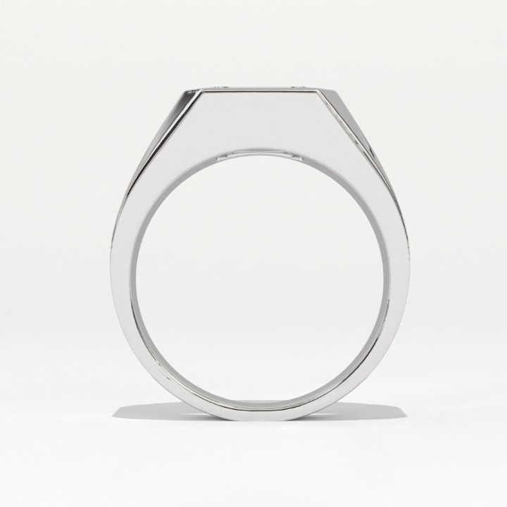 Aarinya Bezel Lab-Grown Diamond Solitaire Ring, The Vanguard Men's Emerald-Cut Signet