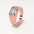 Aarinya Bezel Lab-Grown Diamond Solitaire Ring, The Vanguard Men's Emerald-Cut Signet