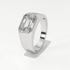 Aarinya Bezel Lab-Grown Diamond Solitaire Ring, The Vanguard Men's Emerald-Cut Signet