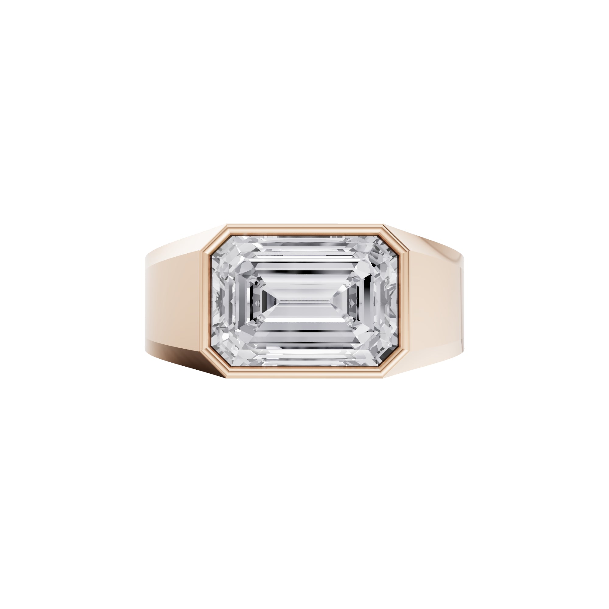 Aarinya Bezel 2.5 Carat Lab-Grown Diamond Solitaire Ring, The Vanguard Men's Emerald-Cut Signet