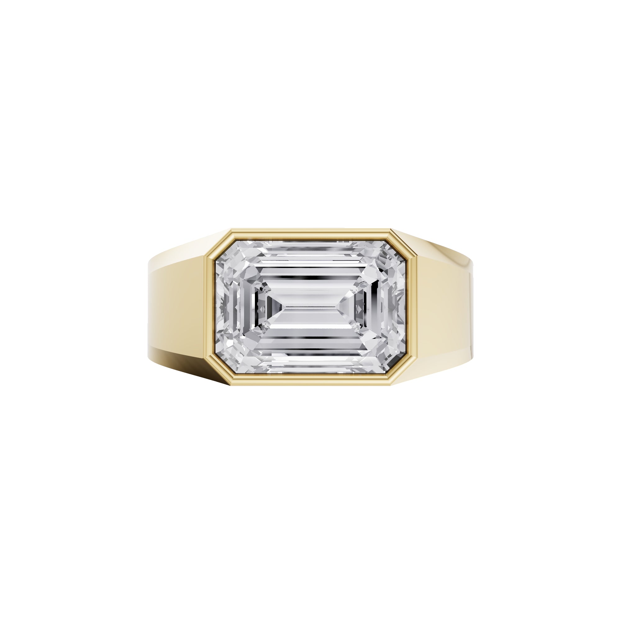 Aarinya Bezel 2.5 Carat Lab-Grown Diamond Solitaire Ring, The Vanguard Men's Emerald-Cut Signet