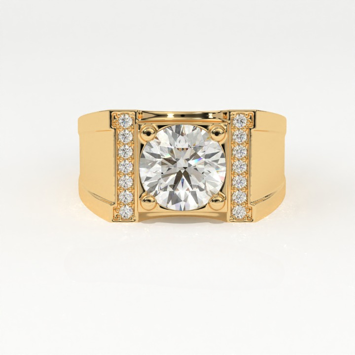 Aarinya Heavy Flushed Signet Solitaire Ring, Imperial Plinth Lab-Grown Diamond Solitaire Signet Ring