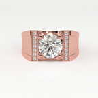 Aarinya Heavy Flushed Signet Solitaire Ring, Imperial Plinth Lab-Grown Diamond Solitaire Signet Ring
