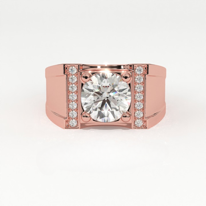 Aarinya Heavy Flushed Signet Solitaire Ring, Imperial Plinth Lab-Grown Diamond Solitaire Signet Ring