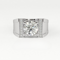 Aarinya Heavy Flushed Signet Solitaire Ring, Imperial Plinth Lab-Grown Diamond Solitaire Signet Ring