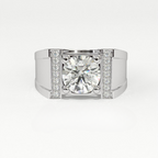 Aarinya Heavy Flushed Signet Solitaire Ring, Imperial Plinth Lab-Grown Diamond Solitaire Signet Ring