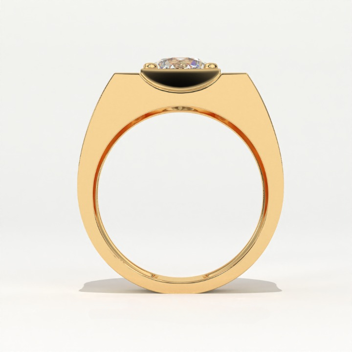 Aarinya Heavy Flushed Signet Solitaire Ring, Imperial Plinth Lab-Grown Diamond Solitaire Signet Ring