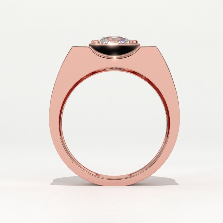 Aarinya Heavy Flushed Signet Solitaire Ring, Imperial Plinth Lab-Grown Diamond Solitaire Signet Ring