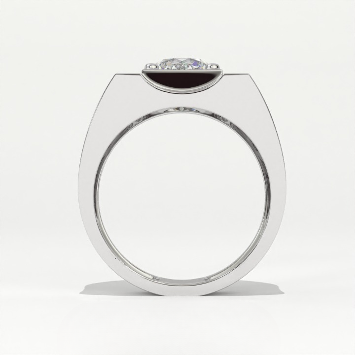 Aarinya Heavy Flushed Signet Solitaire Ring, Imperial Plinth Lab-Grown Diamond Solitaire Signet Ring