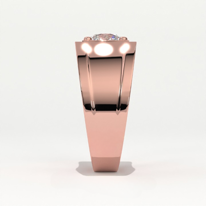 Aarinya Heavy Flushed Signet Solitaire Ring, Imperial Plinth Lab-Grown Diamond Solitaire Signet Ring