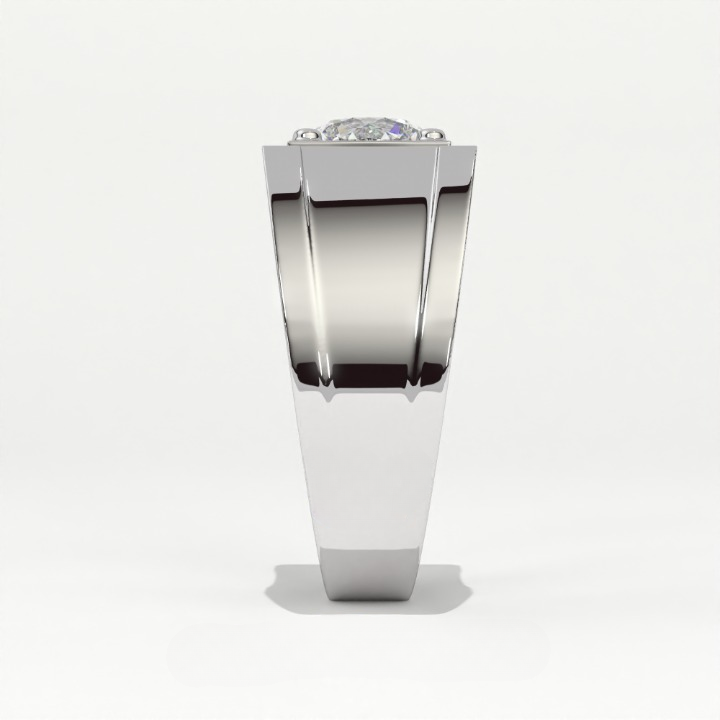 Aarinya Heavy Flushed Signet Solitaire Ring, Imperial Plinth Lab-Grown Diamond Solitaire Signet Ring