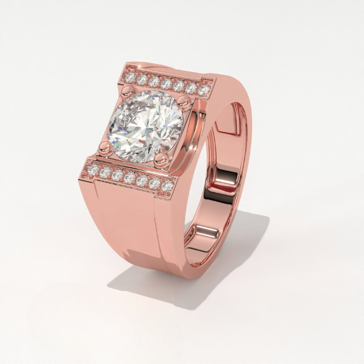 Aarinya Heavy Flushed Signet Solitaire Ring, Imperial Plinth Lab-Grown Diamond Solitaire Signet Ring