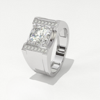 Aarinya Heavy Flushed Signet Solitaire Ring, Imperial Plinth Lab-Grown Diamond Solitaire Signet Ring