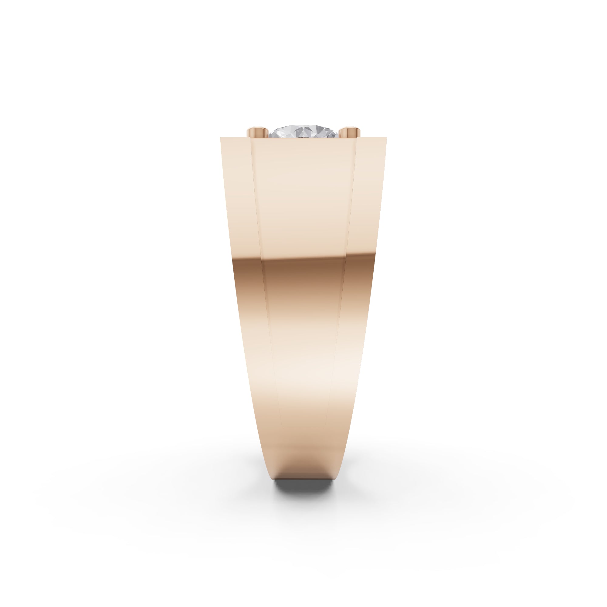 Aarinya Heavy Flushed Signet Solitaire Ring, Imperial Plinth 2 Carat Lab-Grown Diamond Solitaire Signet Ring