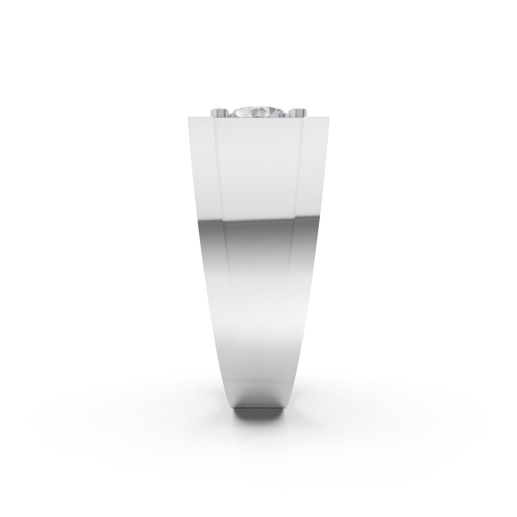 Aarinya Heavy Flushed Signet Solitaire Ring, Imperial Plinth 2 Carat Lab-Grown Diamond Solitaire Signet Ring