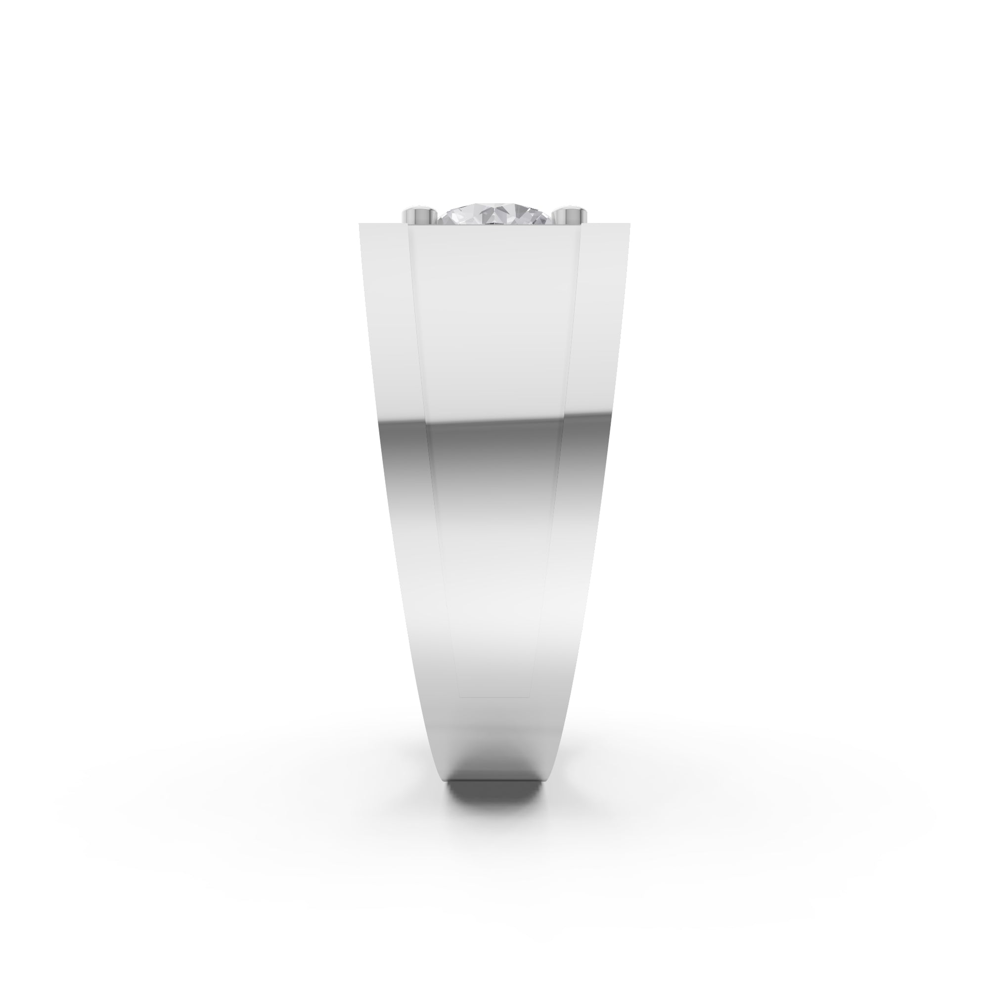 Aarinya Heavy Flushed Signet Solitaire Ring, Imperial Plinth 2 Carat Lab-Grown Diamond Solitaire Signet Ring