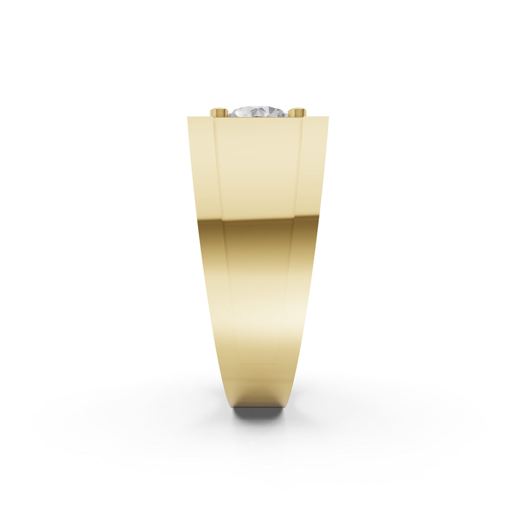 Aarinya Heavy Flushed Signet Solitaire Ring, Imperial Plinth 2 Carat Lab-Grown Diamond Solitaire Signet Ring