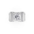 Aarinya Heavy Flushed Signet Solitaire Ring, Imperial Plinth 2 Carat Lab-Grown Diamond Solitaire Signet Ring