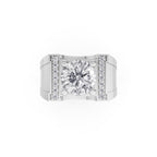 Aarinya Heavy Flushed Signet Solitaire Ring, Imperial Plinth 2 Carat Lab-Grown Diamond Solitaire Signet Ring