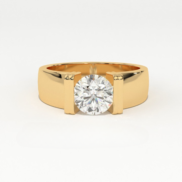 Aarinya Bar-Set Wide-Band Lab-Grown Diamond Solitaire Ring, The Vantage Silhouette Industrial Bar-Lock Statement Ring