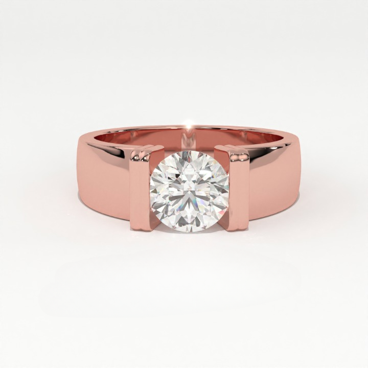 Aarinya Bar-Set Wide-Band Lab-Grown Diamond Solitaire Ring, The Vantage Silhouette Industrial Bar-Lock Statement Ring