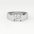 Aarinya Bar-Set Wide-Band Lab-Grown Diamond Solitaire Ring, The Vantage Silhouette Industrial Bar-Lock Statement Ring