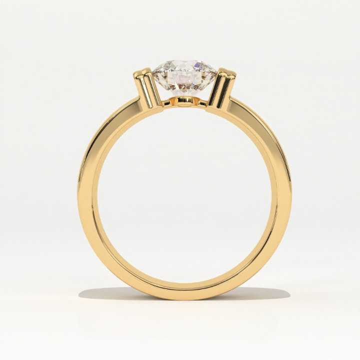 Aarinya Bar-Set Wide-Band Lab-Grown Diamond Solitaire Ring, The Vantage Silhouette Industrial Bar-Lock Statement Ring