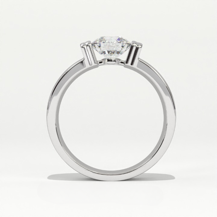 Aarinya Bar-Set Wide-Band Lab-Grown Diamond Solitaire Ring, The Vantage Silhouette Industrial Bar-Lock Statement Ring