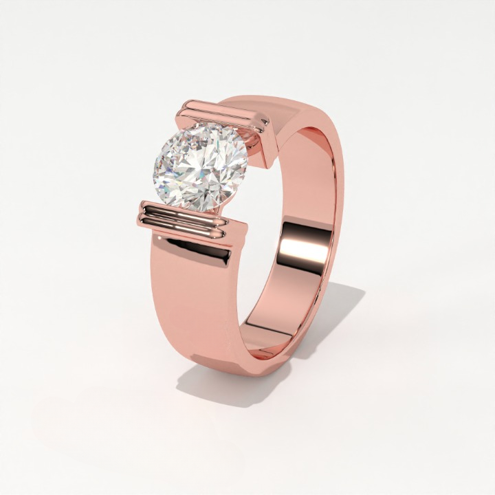 Aarinya Bar-Set Wide-Band Lab-Grown Diamond Solitaire Ring, The Vantage Silhouette Industrial Bar-Lock Statement Ring