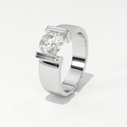 Aarinya Bar-Set Wide-Band Lab-Grown Diamond Solitaire Ring, The Vantage Silhouette Industrial Bar-Lock Statement Ring