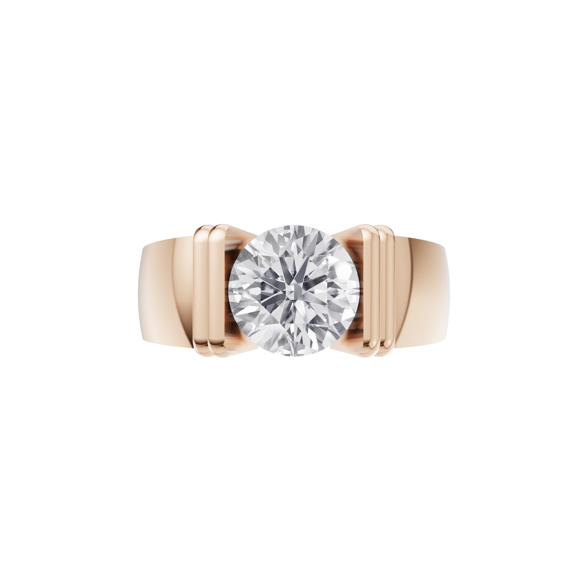 Aarinya  Wide-Band 1.5 Carat Lab-Grown Diamond Solitaire Ring, The Vantage Silhouette Industrial Bar-Lock Statement Ring