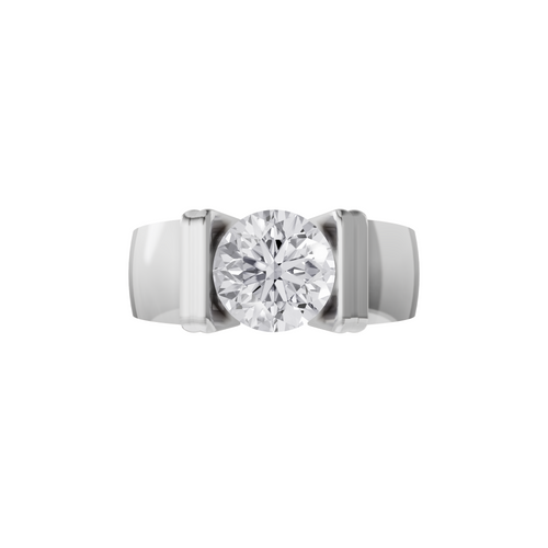 Aarinya  Wide-Band 1.5 Carat Lab-Grown Diamond Solitaire Ring, The Vantage Silhouette Industrial Bar-Lock Statement Ring