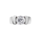 Aarinya  Wide-Band 1.5 Carat Lab-Grown Diamond Solitaire Ring, The Vantage Silhouette Industrial Bar-Lock Statement Ring
