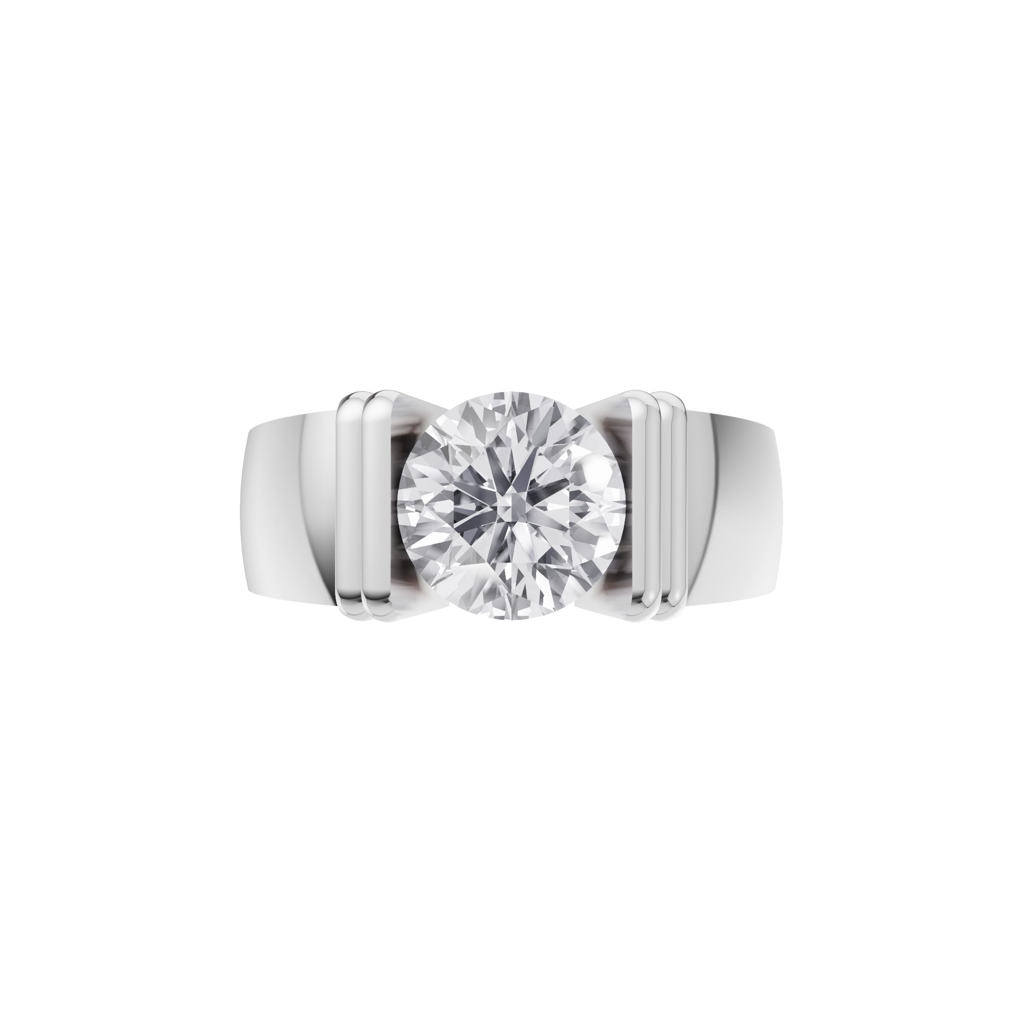 Aarinya  Wide-Band 1.5 Carat Lab-Grown Diamond Solitaire Ring, The Vantage Silhouette Industrial Bar-Lock Statement Ring