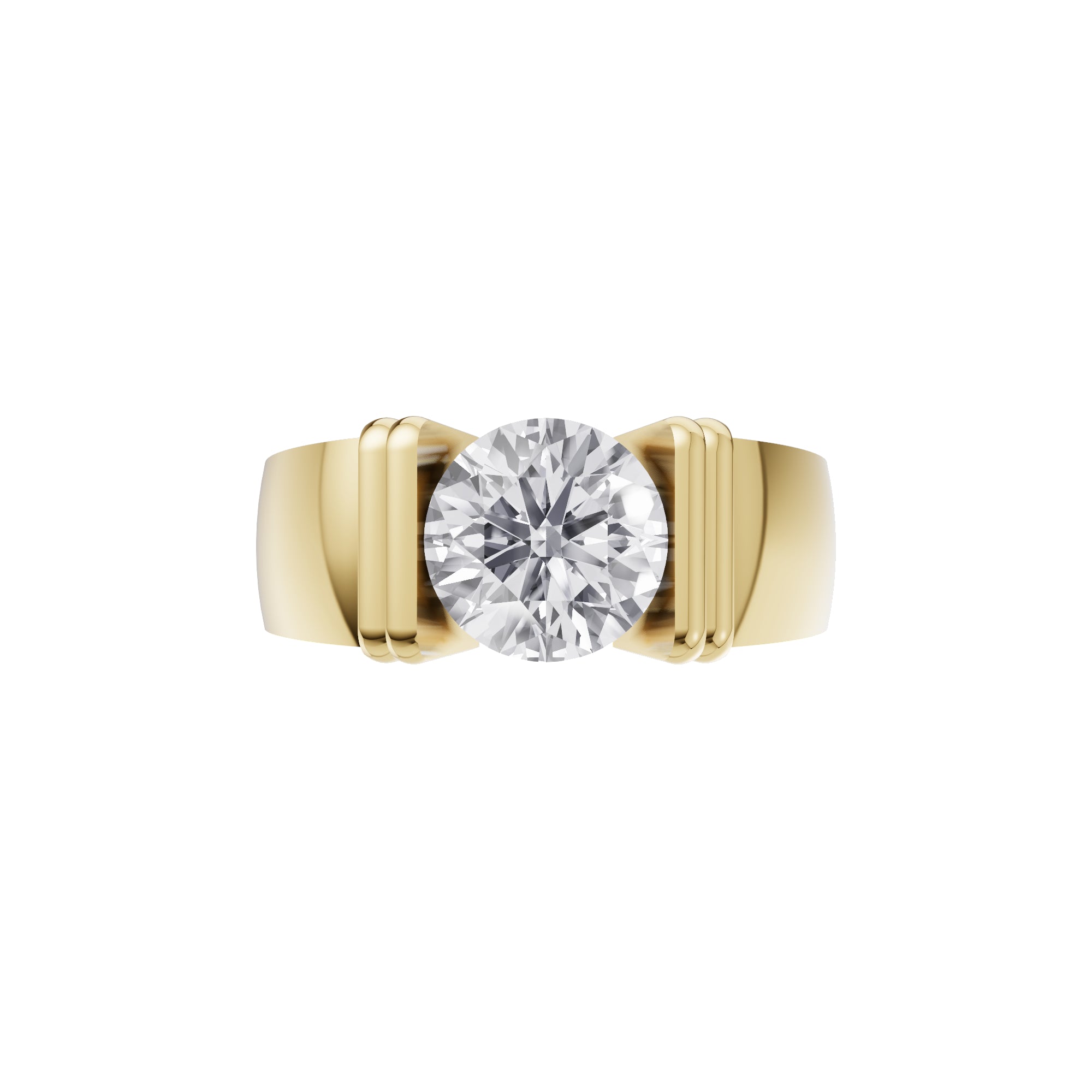 Aarinya  Wide-Band 1.5 Carat Lab-Grown Diamond Solitaire Ring, The Vantage Silhouette Industrial Bar-Lock Statement Ring