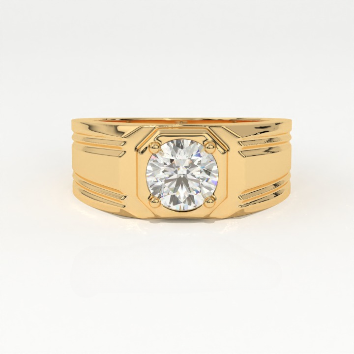 Aarinya Imperial Plinth Lab-Grown Diamond Solitaire Ring, Executive Wide-Band Lab-Grown Diamond Ring