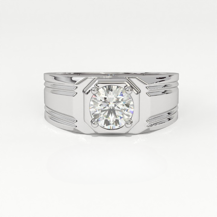 Aarinya Imperial Plinth Lab-Grown Diamond Solitaire Ring, Executive Wide-Band Lab-Grown Diamond Ring