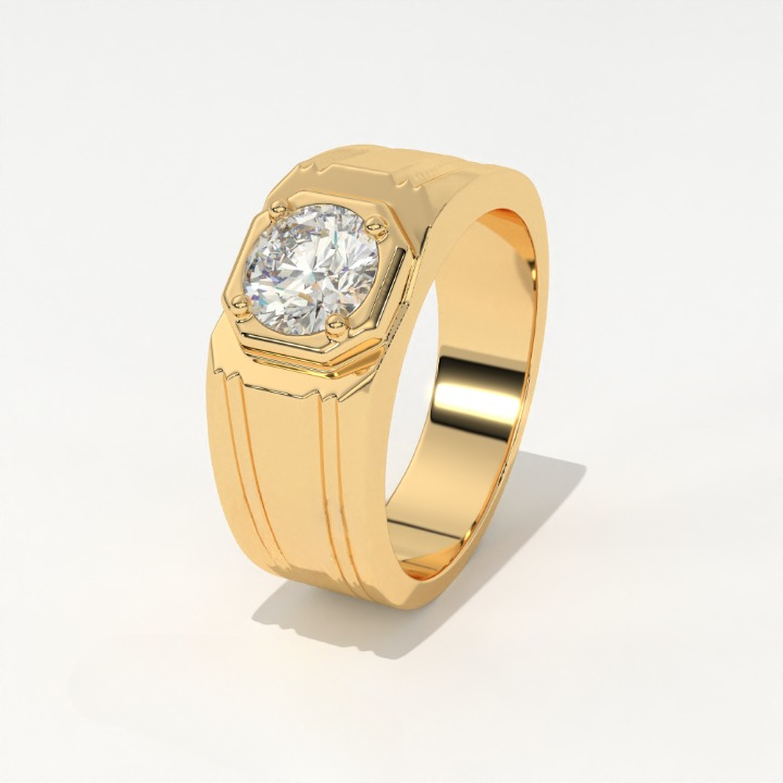 Aarinya Imperial Plinth Lab-Grown Diamond Solitaire Ring, Executive Wide-Band Lab-Grown Diamond Ring