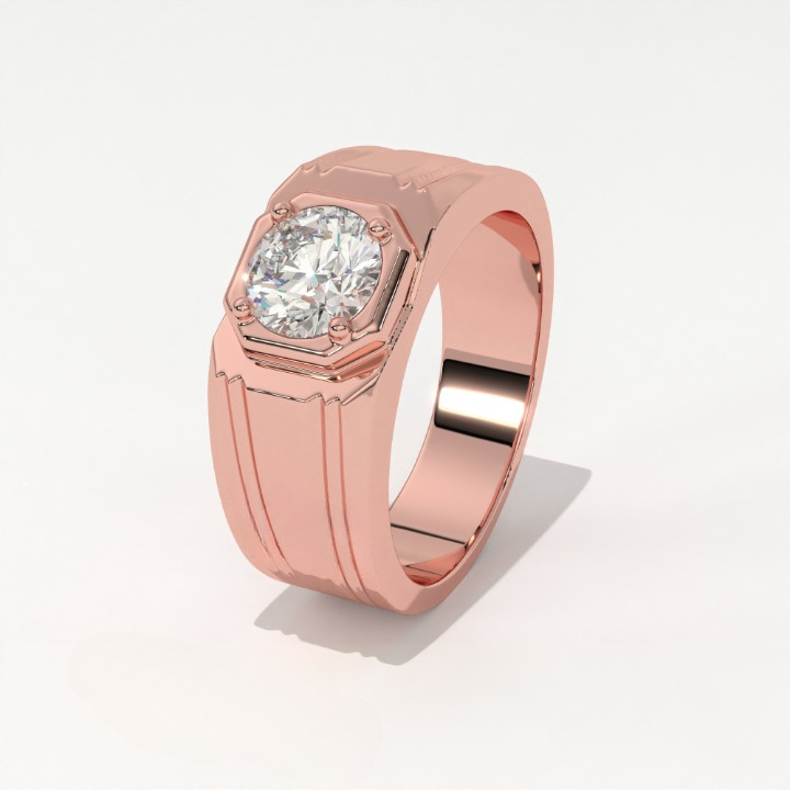 Aarinya Imperial Plinth Lab-Grown Diamond Solitaire Ring, Executive Wide-Band Lab-Grown Diamond Ring