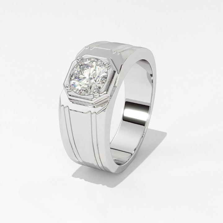 Aarinya Imperial Plinth Lab-Grown Diamond Solitaire Ring, Executive Wide-Band Lab-Grown Diamond Ring