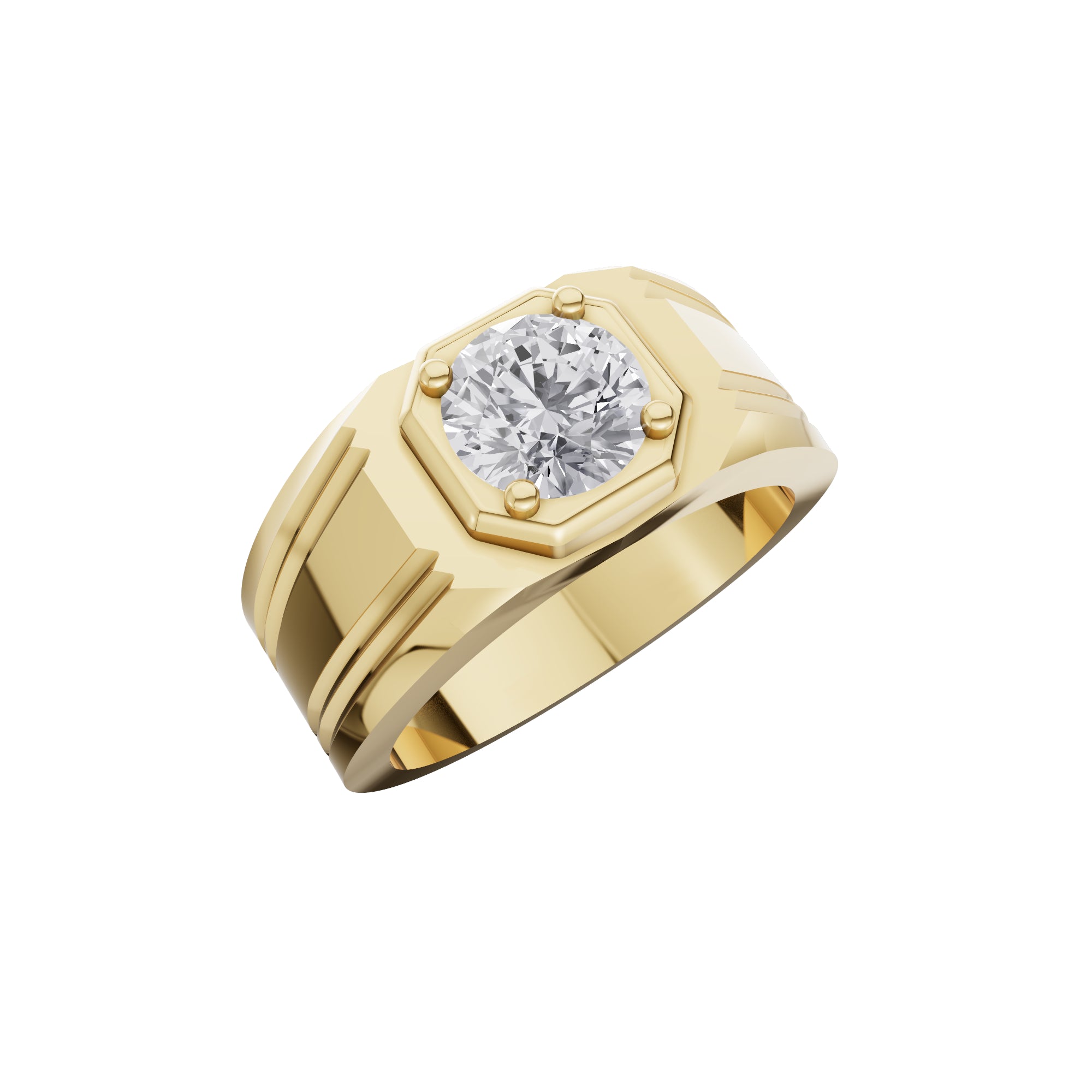 Aarinya Imperial Plinth 1 carat Lab-Grown Diamond Solitaire Ring, Executive Wide-Band Lab-Grown Diamond Ring