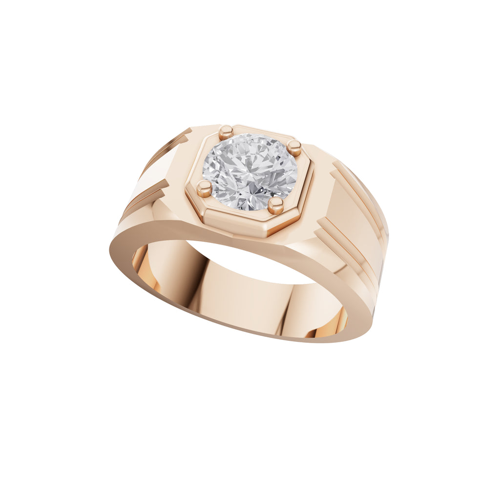 Aarinya Imperial Plinth 1 carat Lab-Grown Diamond Solitaire Ring, Executive Wide-Band Lab-Grown Diamond Ring