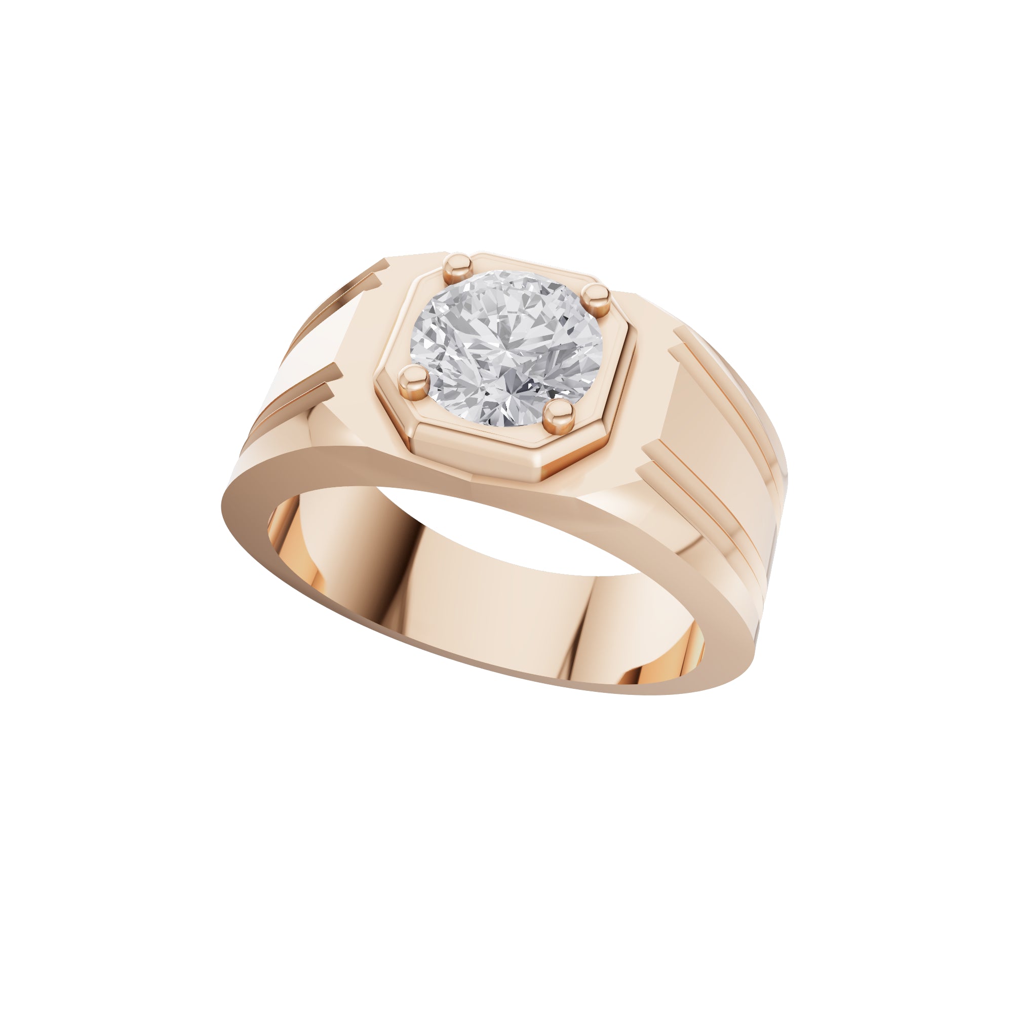 Aarinya Imperial Plinth 1 carat Lab-Grown Diamond Solitaire Ring, Executive Wide-Band Lab-Grown Diamond Ring