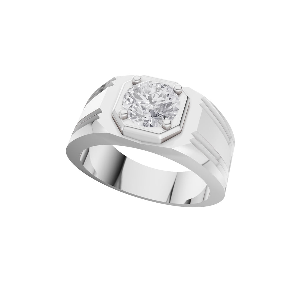 Aarinya Imperial Plinth 1 carat Lab-Grown Diamond Solitaire Ring, Executive Wide-Band Lab-Grown Diamond Ring