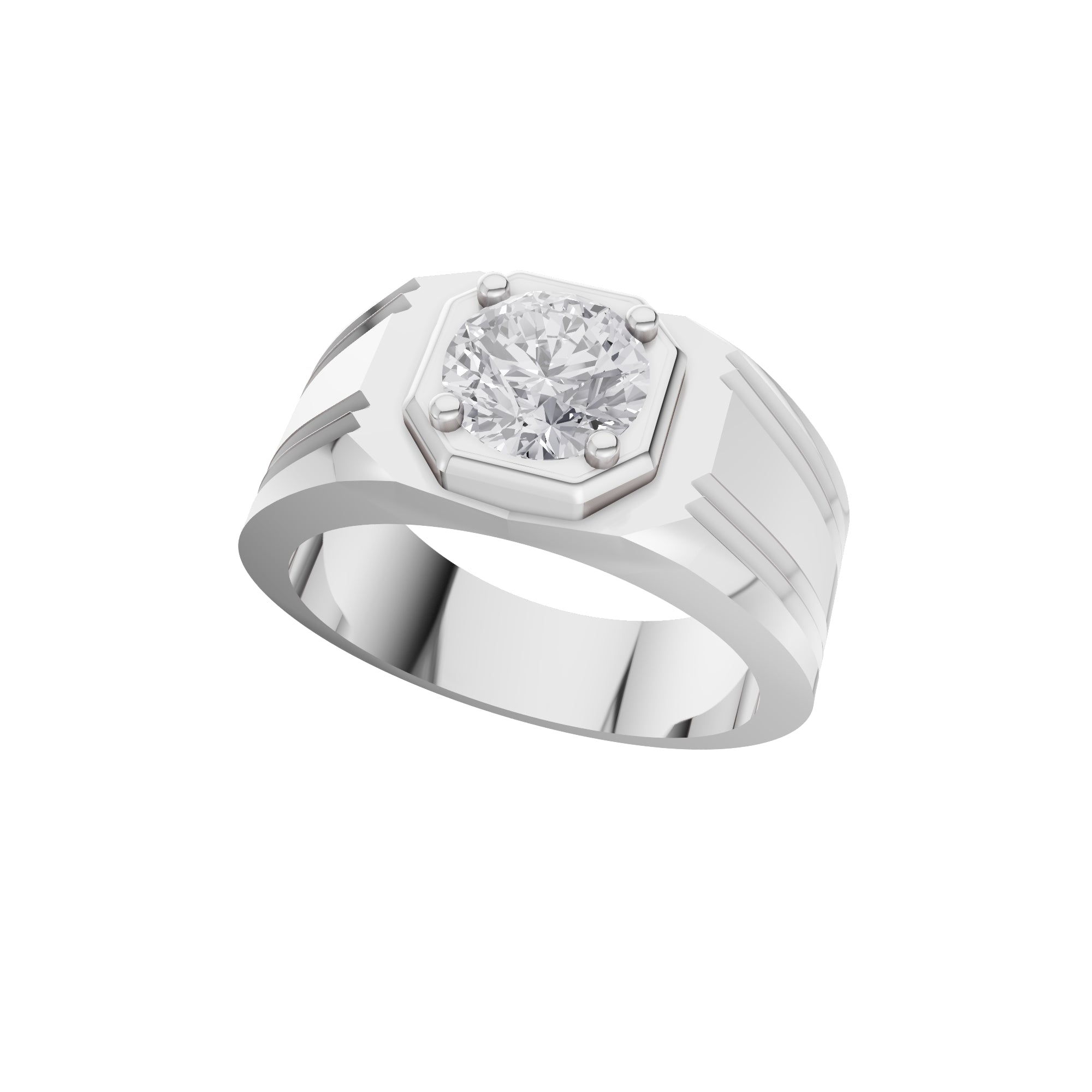 Aarinya Imperial Plinth 1 carat Lab-Grown Diamond Solitaire Ring, Executive Wide-Band Lab-Grown Diamond Ring