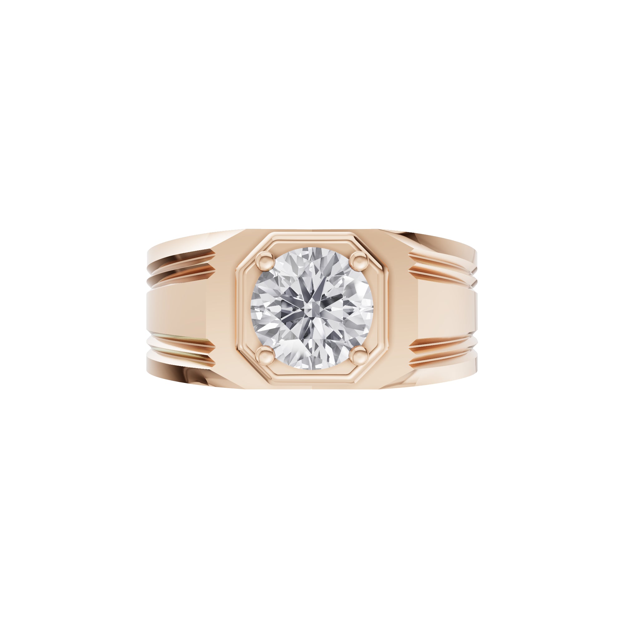 Aarinya Imperial Plinth 1 carat Lab-Grown Diamond Solitaire Ring, Executive Wide-Band Lab-Grown Diamond Ring