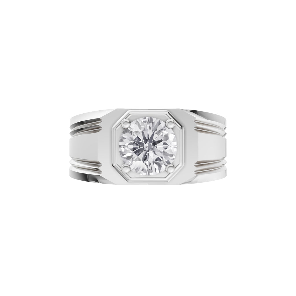 Aarinya Imperial Plinth 1 carat Lab-Grown Diamond Solitaire Ring, Executive Wide-Band Lab-Grown Diamond Ring
