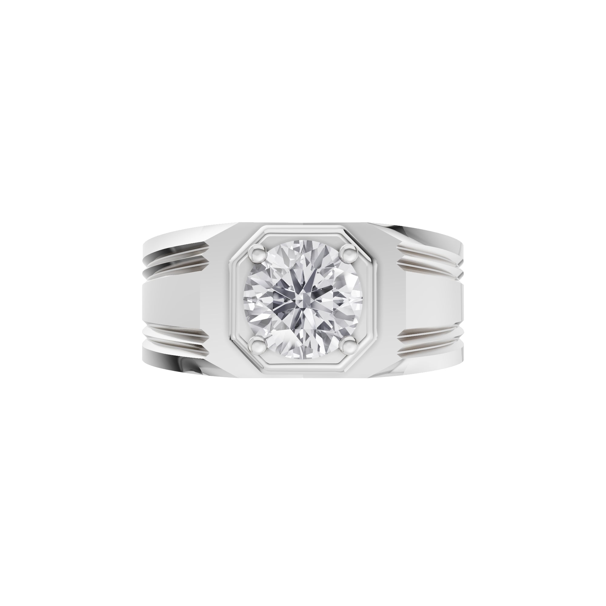 Aarinya Imperial Plinth 1 carat Lab-Grown Diamond Solitaire Ring, Executive Wide-Band Lab-Grown Diamond Ring